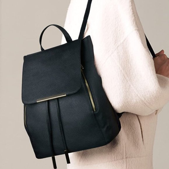 New Reon PU Leather Backpack Black A1 - Picture 1 of 8